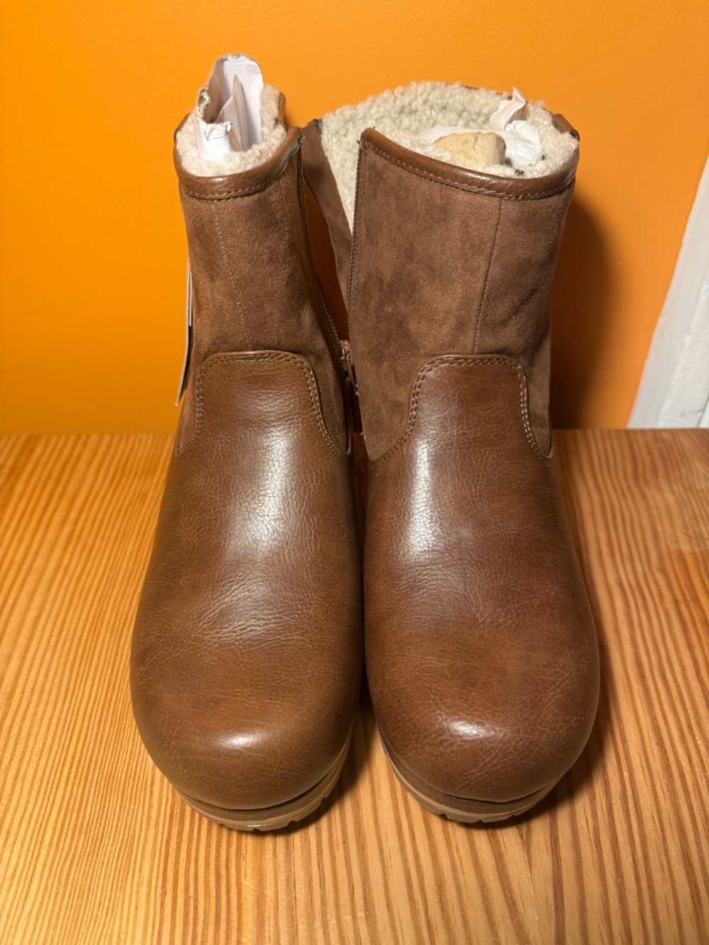 Universal Thread Brown Faux-Suede & Leather Ankle Booties